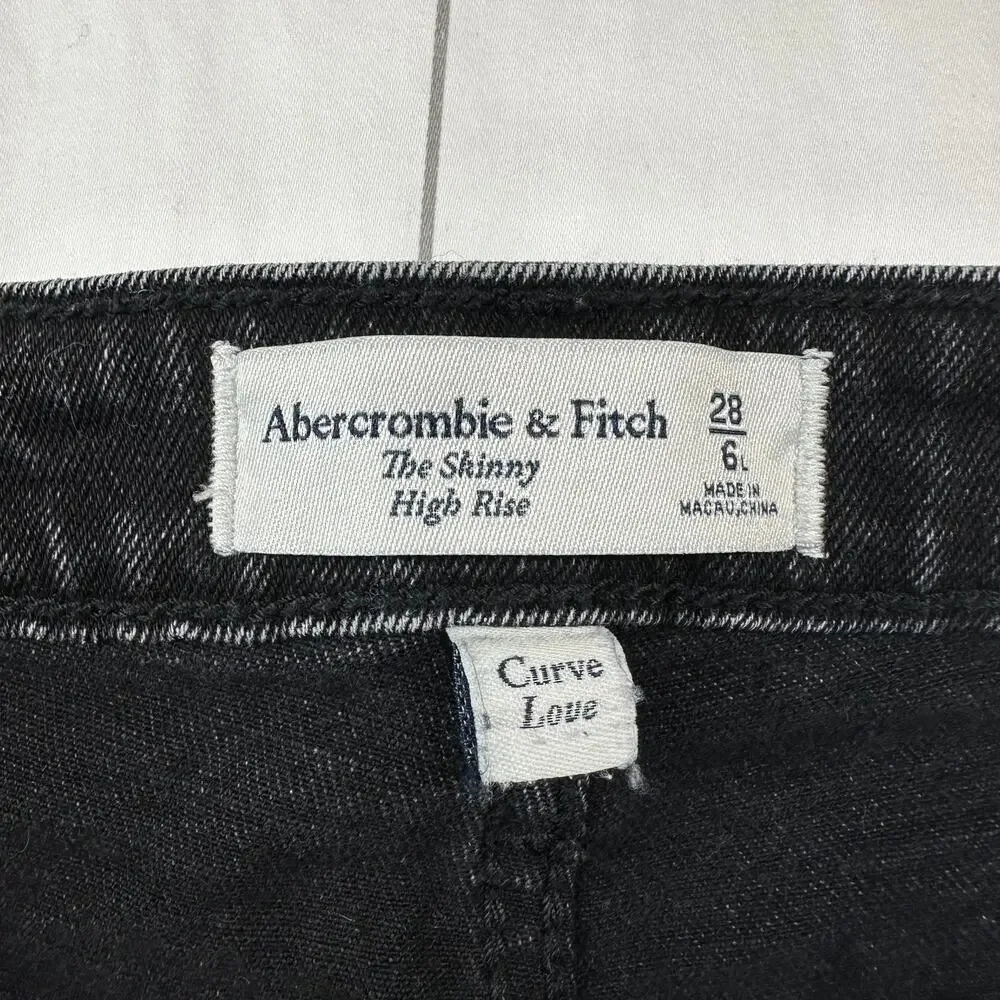 Abercrombie & Fitch Jeans Womens 28 Long Black Two Tone Skinny High Rise Curve